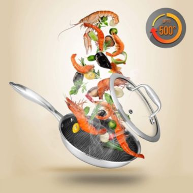 NutriChef Nonstick Triply Stainless Steel Kitchen Cookware Pan with Lid. View a larger version of this product image.