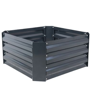 Sunnydaze Corrugated Galvanized Steel Raised Garden Bed for Plants, Vegetables, and Flowers - 24" Square x 11.75" H - Dark Gray. View a larger version of this product image.