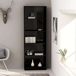 vidaXL 5-Tier Book Cabinet High Gloss Black 23.6
