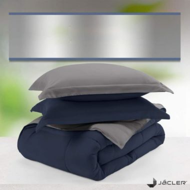 Jacler 3-Piece Lightweight Reversible All Season Down Alternative Comforter 1800 Thread Count Set  - King - Navy/Dark Gray. View a larger version of this product image.