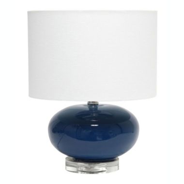 Elegant Designs 15.25" Contemporary Modern Ceramic Egg Standard Bedside Living Room Entryway Table Lamp With White Fabric Shade, Blue. View a larger version of this product image.