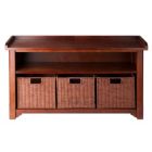 Alternate image 1 for Milan 4-Pc Storage Bench with 3 Wicker Baskets, Walnut