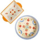Alternate image 1 for Laurie Gates Tierra Hand Painted 2 Piece 1.8 Qt Pie Dish and 1.6 Qt Bakeware Set