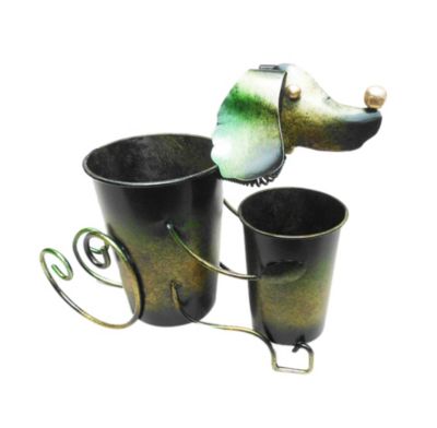 D-Art collection Handmade Home Garden Decorative Figurine Multi Color Iron Dog Planter Decor
