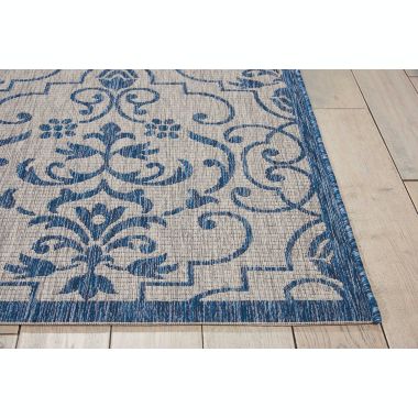Nourison Garden Party Ivory/Blue Indoor/Outdoor Area Rug GRD04 7'10"X10'6". View a larger version of this product image.