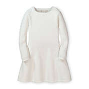 Hope & Henry Girls&#39; Skater Sweater Dress with Pointelle Sleeves (White, 2T)