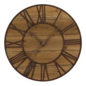 Melrose Decorative Round Roman Numeral Wall Clock 23.5"D Wood/Metal  (1 Aa Batteries, Not Included)