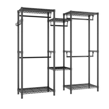 Idealhouse Black Metal Clothes Rack with 0.98 in. Diameter Rods 75 in. W x 76.77 in. H. View a larger version of this product image.