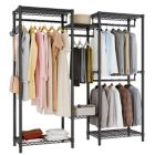 Alternate image 1 for Idealhouse Black Metal Clothes Rack with 0.98 in. Diameter Rods 75 in. W x 76.77 in. H