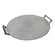 Kingston Living 18" Gray and Silver Round Tray with Handles