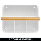 Alternate image 1 for mDesign Plastic Kitchen Tote, Divided Basket Bin with Wood Handle