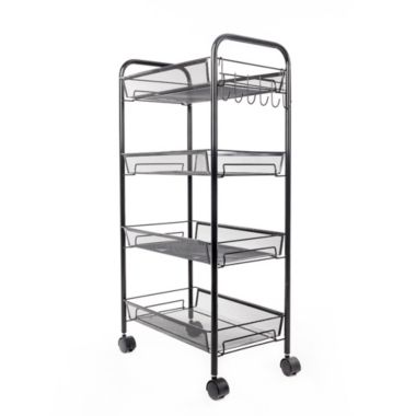 Inq Boutique Free shipping 4-Tier Mesh Wire Rolling Cart Multifunction Utility Cart Metal. View a larger version of this product image.