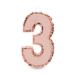 Sparkle and Bash Rose Gold Pinata for 3rd Birthday Party, Number 3 (Small)