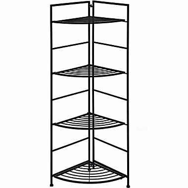 Costway-CA 4 Tier Folding Metal Shelf Plant Stand Storage Open Shelf Corner Display Rack. View a larger version of this product image.