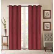 J&V TEXTILES Embossed Solid Blackout Grommet Curtain Panels (Set of 2)