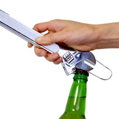 G.E.I. Nuts and Bolts BBQ Spatula - Stainless Steel Grilling Tool, Slotted Turner, Novel Wrench-shaped Handle, 1pc. View a larger version of this product image.