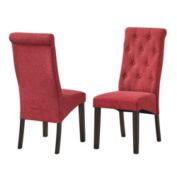 Pilaster Designs Huxley Upholstered Parsons Dining Side Chairs, Red Fabric & Black Wood (Set of 2)