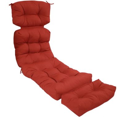 Sunnydaze Indoor/Outdoor Olefin Polyester Tufted Chaise Lounge Chair Replacement Cushion - 23" x 75" - Red. View a larger version of this product image.