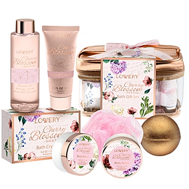 Lovery Bath and Body Gift Basket For Women - Cherry Blossom Home Spa Set. View a larger version of this product image.