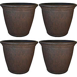 Sunnydaze Anjelica Outdoor Flower Pot Planter - Rust Finish - 24-Inch - 4-Pack