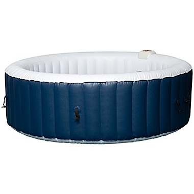 Outsunny 4-6 Person Inflatable Portable Hot Tub Outdoor Round Heated Spa with 130 Jets, Cover, Filter Cartridges, Blue. View a larger version of this product image.