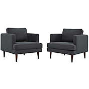 Modway Furniture Agile Upholstered Fabric Armchair Set of 2, Gray