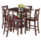 Alternate image 1 for Winsome Orlando 5-Piece Set High Dining Table, 2 Shelves with 4 V-Back Counter Stools
