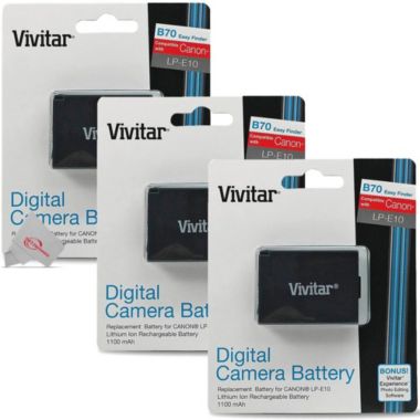 Vivitar 3x LP E10 Replacement Battery for Canon T7 T6 T5 T100 4000D 3000D 2000D. View a larger version of this product image.