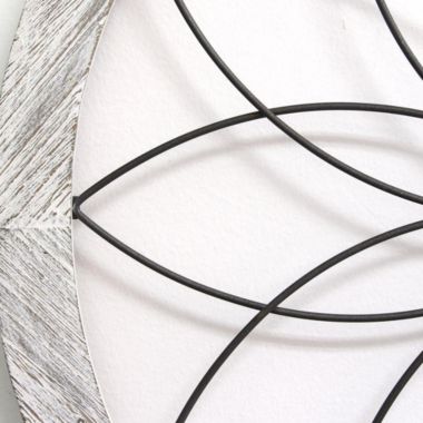 HomeRoots Home Decor Distressed Chic Flower Metal and Wood Wall Decor - 321205. View a larger version of this product image.