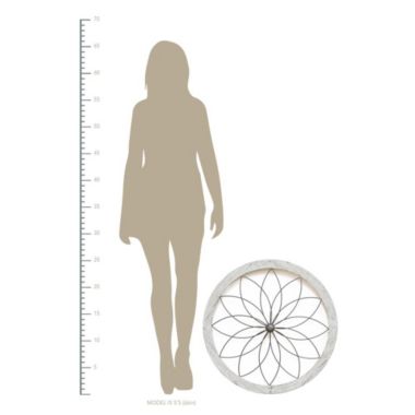 HomeRoots Home Decor Distressed Chic Flower Metal and Wood Wall Decor - 321205. View a larger version of this product image.