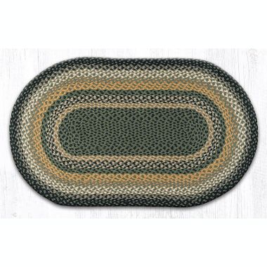 Earth Rugs C-116 Black / Mustard / Cream Oval Braided Rug 27 x 45 inch. View a larger version of this product image.