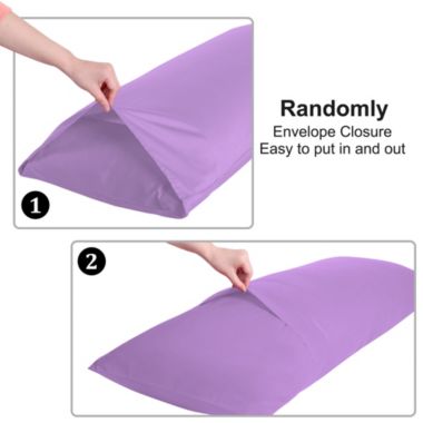 PiccoCasa Body Pillow Case Pillowcase with Envelope Closure, Cotton 250 Thread Count Solid Pillow Protector, 1-Piece Pillow Covers 20"x54", Lilac. View a larger version of this product image.