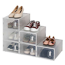 Infinity Merch 6 Pack Clear Plastic Stackable Shoe Storage Boxes in White