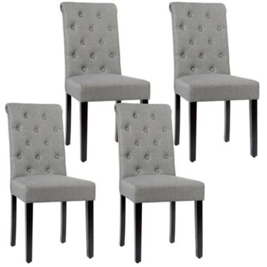 Gymax 4PCS Upholstered Dining Chair High Back Armless Chair w/ Wooden Legs Grey. View a larger version of this product image.