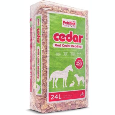PetsPick Red Cedar Pet Bedding for Dogs, Horses, Small Animals, 24L. View a larger version of this product image.