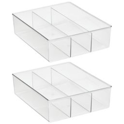 mDesign Plastic Divided Closet Storage Bin - Clear