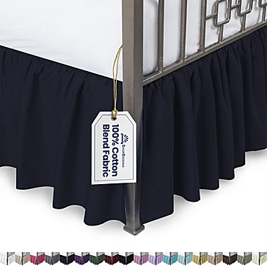 SHOPBEDDING Ruffled Bed Skirt with Split Corners - Twin, Navy, 18 Inch Drop Cotton Blend Bedskirt (Available in 14 Colors) - Blissford Dust Ruffle.. View a larger version of this product image.
