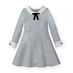 Hope & Henry Girls' French Look Ponte Dress with Bow (Grey, 4)