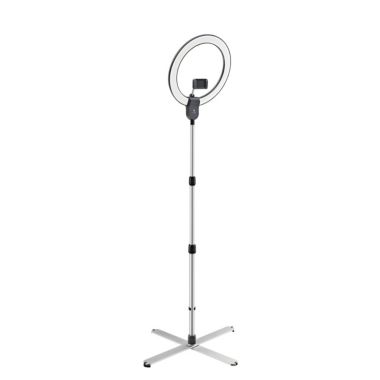 Daylight Aura Ring Floor Lamp - U35450 - LED - 90+ CRI - Social Media Streaming - Video and Content Creation - Adjustable Height - Phone Holder - Carrying Case. View a larger version of this product image.