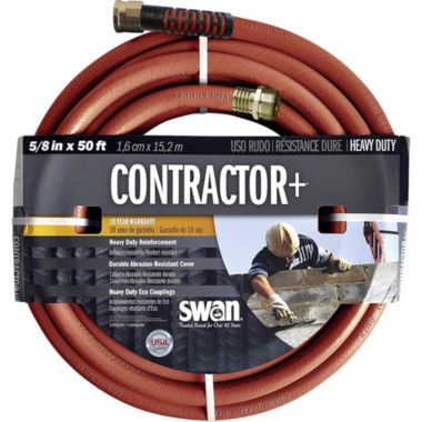 Swan Products CONTRACTOR+ Commercial Duty Water Hose, 50' x 5/8", Red. View a larger version of this product image.