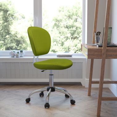 Flash Furniture Beverly Mid-Back Apple Green Mesh Padded Swivel Task Office Chair with Chrome Base. View a larger version of this product image.