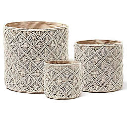 Americanflat Woven Macrame Storage Basket, Natural Cotton Rope (3 Pack of Gray)
