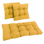 Blazing Needles Square Spun Polyester Outdoor Tufted Settee Cushions (Set of 3) - Lemon