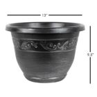 Alternate image 2 for Garden Elements Outdoor Tulip Banded Plastic Planter, Silver, 13"