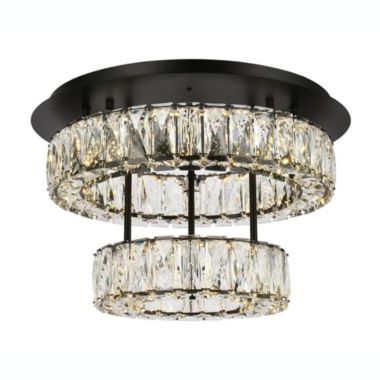 Elegant Lighting Home Decorative Monroe 18 inch LED double flush mount - Black. View a larger version of this product image.