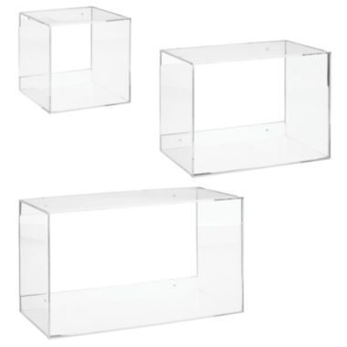 mDesign Acrylic Floating Wall Mount Geometric Display Shelves, Set of 3, Clear. View a larger version of this product image.