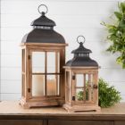 Alternate image 1 for Melrose Home Decorative Lantern (Set of 2) 15.5"-23"H Wood/Metal
