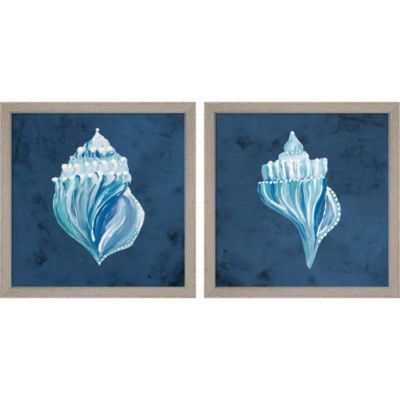 Blue Sea Shells Nautical Ocean Décor Gallery Wall 8 x 10 Unframed Set of 2 Coastal Style Prints Set of 2 