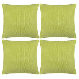 PiccoCasa 4 Pcs Corduroy Corn Striped Throw Pillow Covers, Fleece Decorative Cushion Covers, Soft Sofa Pillowcase for Livingroom Bedroom Car, Pale Green, 18