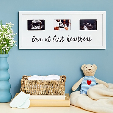 Juvale Baby Sonogram Picture Frame for 3 Ultrasound Photos, Love at First Heartbeat (17 x 7.5 x 0.5 In, White). View a larger version of this product image.